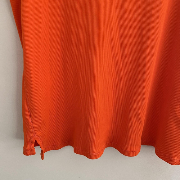 Lauren Ralph Lauren Shirt Womens XL Orange Ribbed Lace Up Neck Short Sleeve Top - Picture 8 of 12